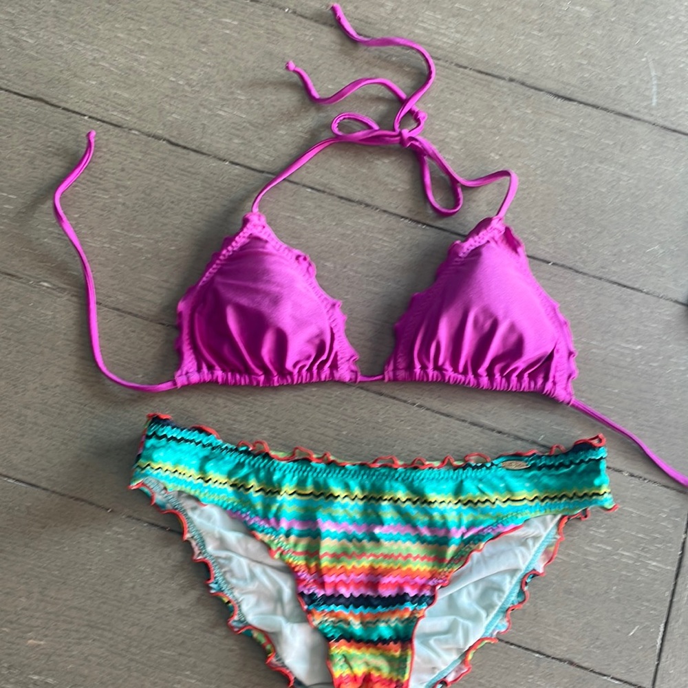 Luli Fama Purple and Multicolor Bikini